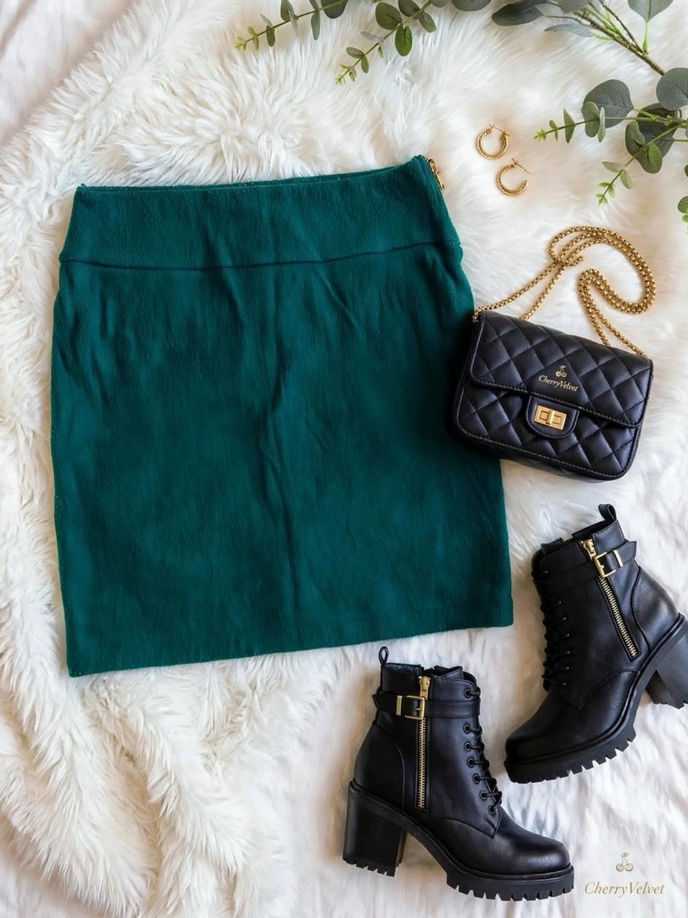 Vintage Forever 21 Teal/Green Textured Knit Mini Skirt M